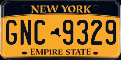NY license plate GNC9329