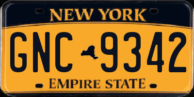 NY license plate GNC9342