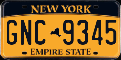 NY license plate GNC9345