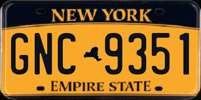 NY license plate GNC9351
