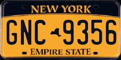 NY license plate GNC9356