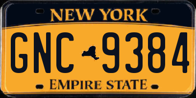 NY license plate GNC9384