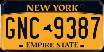 NY license plate GNC9387