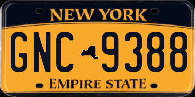 NY license plate GNC9388