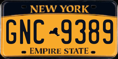 NY license plate GNC9389