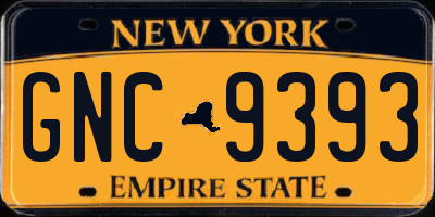 NY license plate GNC9393