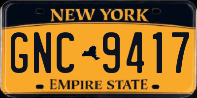 NY license plate GNC9417