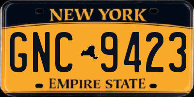 NY license plate GNC9423