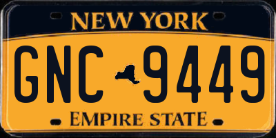 NY license plate GNC9449