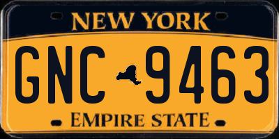 NY license plate GNC9463