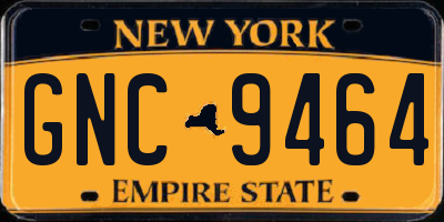 NY license plate GNC9464