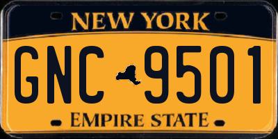 NY license plate GNC9501