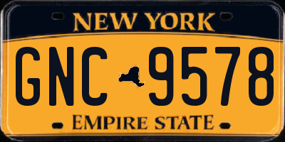 NY license plate GNC9578