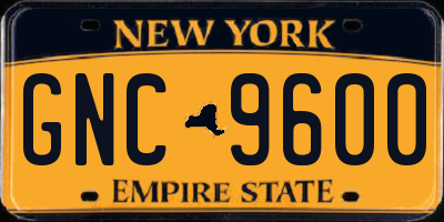 NY license plate GNC9600