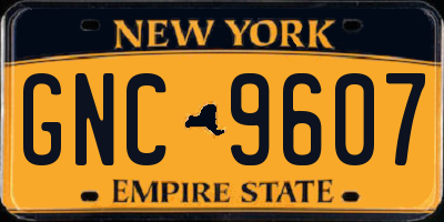 NY license plate GNC9607