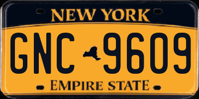 NY license plate GNC9609