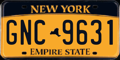 NY license plate GNC9631