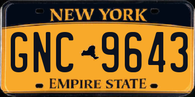 NY license plate GNC9643