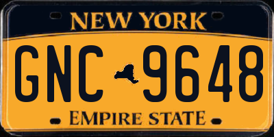 NY license plate GNC9648