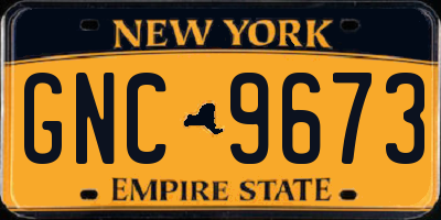 NY license plate GNC9673