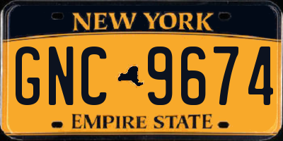 NY license plate GNC9674