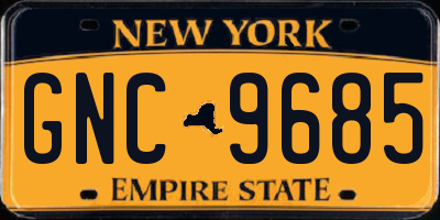 NY license plate GNC9685