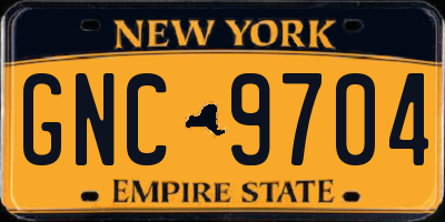 NY license plate GNC9704