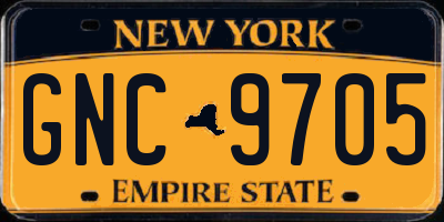 NY license plate GNC9705