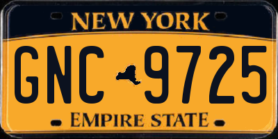 NY license plate GNC9725