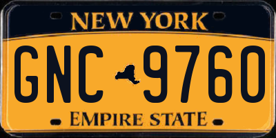 NY license plate GNC9760