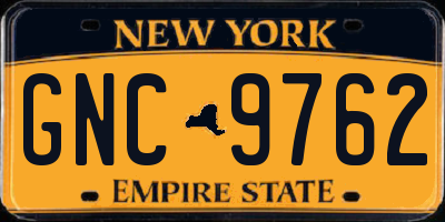 NY license plate GNC9762