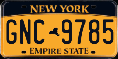 NY license plate GNC9785