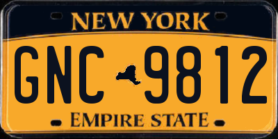 NY license plate GNC9812