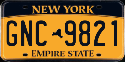 NY license plate GNC9821