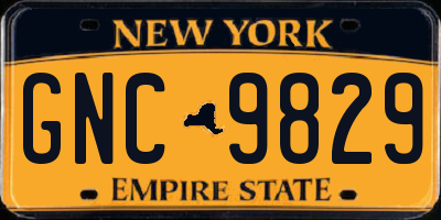 NY license plate GNC9829