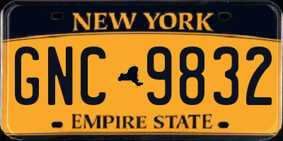 NY license plate GNC9832