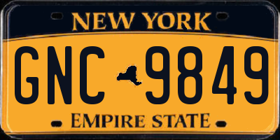 NY license plate GNC9849