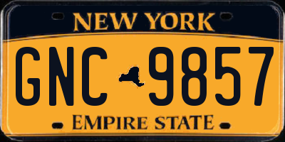 NY license plate GNC9857