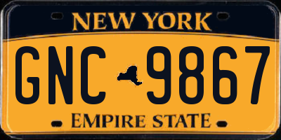 NY license plate GNC9867