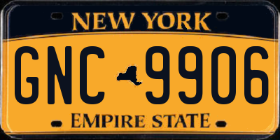 NY license plate GNC9906