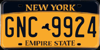 NY license plate GNC9924