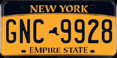 NY license plate GNC9928