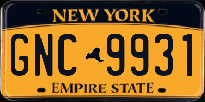 NY license plate GNC9931