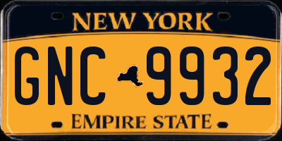 NY license plate GNC9932