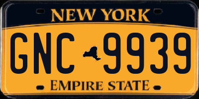 NY license plate GNC9939