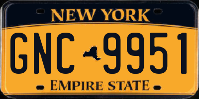 NY license plate GNC9951