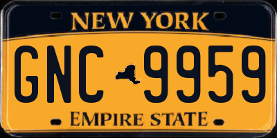 NY license plate GNC9959