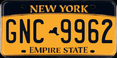 NY license plate GNC9962