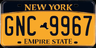 NY license plate GNC9967