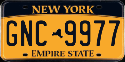 NY license plate GNC9977